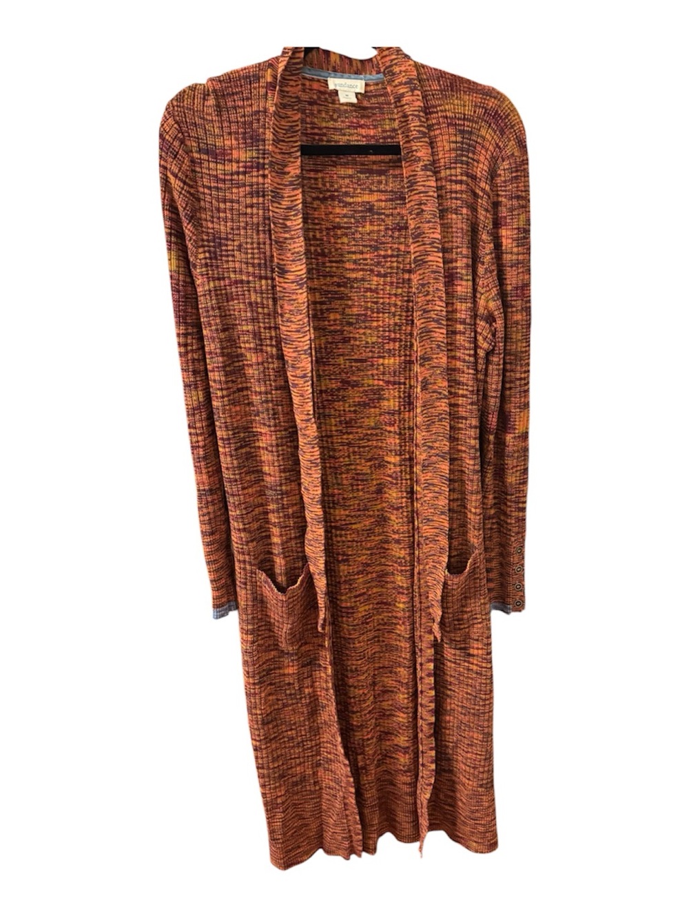 Sundance Orange Multicolor Long Cardigan with Pockets